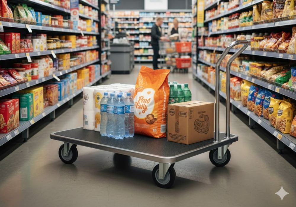 Carrinho Plataforma para Supermercado Transporte de Carga Pesada